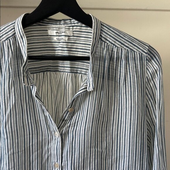 New Isabel Marant Joden 100% cotton gauzy breezy oversized stripe popover blouse - Picture 5 of 16